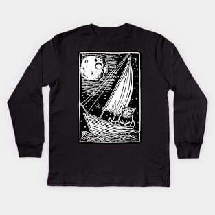 Sailing cat Kids Long Sleeve T-Shirt